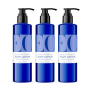 EO front packaging showing three bottles and calm lavender scent benefits