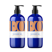 EO orange blossom & vanilla front packaging showing two recycled bottles and scent