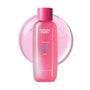 EQQUALBERRY front bottle showing pink toner and clear labeling for hydrating benefit