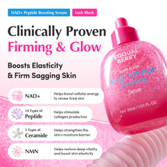EQQUALBERRY pink serum texture demonstrating lightweight absorption