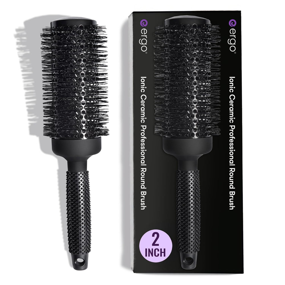 ergo front view of round brush shows salon-ready design and easy handling