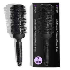 ergo front view of round brush shows salon-ready design and easy handling