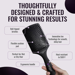 ergo brush cushion detail showing flexible pad for gentle detangling