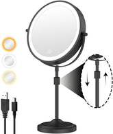 Erlingeryi front view showing full 8.6 inch mirror and LED lights for accurate makeup