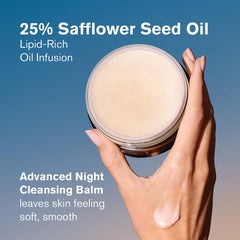 Estée Lauder emulsified milky rinse on hand showing easy water rinse and no residue benefit