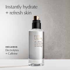 Estée Lauder fine mist texture close-up demonstrating lightweight hydration and even coverage