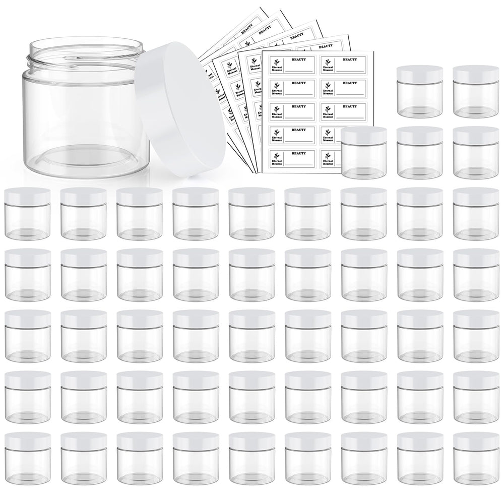 Eternal Moment front view of 50-pack jars showing clear containers and white lids for organization