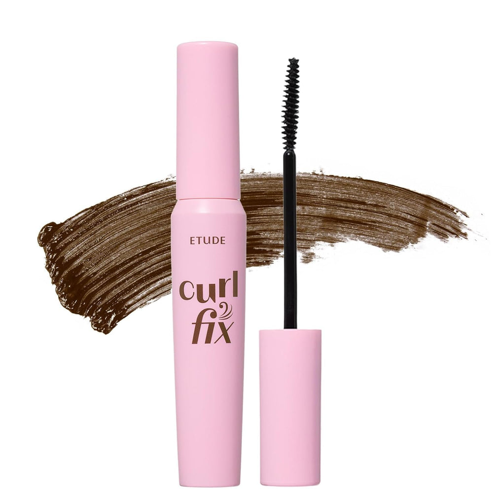 ETUDE front packaging showing compact brown mascara for travel convenience