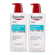 Eucerin bundle front packaging showing both bottles and clear benefits