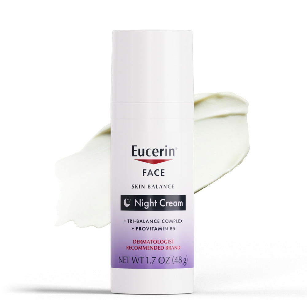 Eucerin Skin Balance night cream jar front view showing clean packaging and benefits