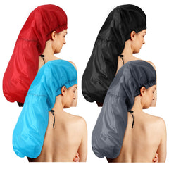 Eurzom front view showing four-color shower cap set protecting hair