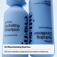Eva NYC shampoo pump close-up demonstrating easy dispensing and foaming benefit
