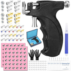 Evatage front view of complete piercing gun kit showing components and portability