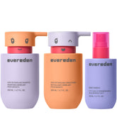 Evereden front packaging showing the kids hair care trio and benefits