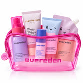 Evereden gift set front packaging showing all six items and pouch, convenient travel benefit