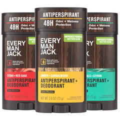 Every Man Jack Amber Sandalwood stick front view showing warm woody scent benefit