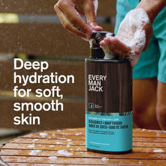 Every Man Jack lather texture on palm demonstrating rich cleansing and softening benefit