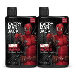 Every Man Jack Deadpool front packaging shows bold branded bottle and scent