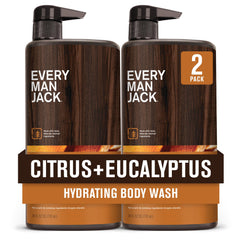 Every Man Jack front packaging showing two citrus eucalyptus bottles and clear branding for easy identification