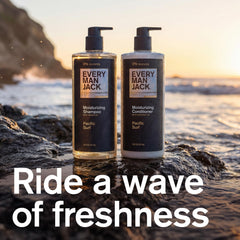 Every Man Jack close-up of product label highlighting natural ingredients and clarity
