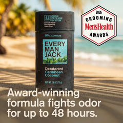 Every Man Jack open deodorant stick showing creamy texture for smooth glide