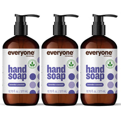 everyone lavender coconut front packaging showing three bottles and calming scent