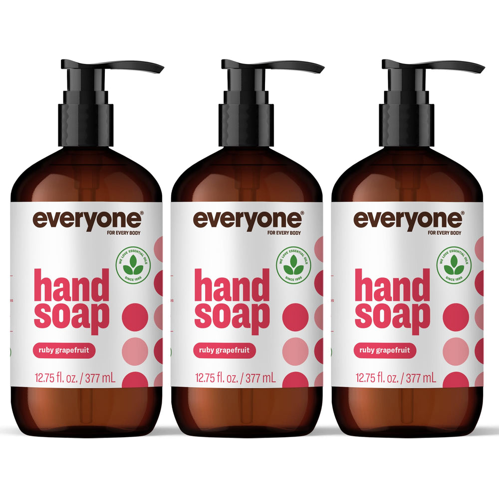 everyone front packaging showing three bottles and citrus imagery for clear product ID and freshness