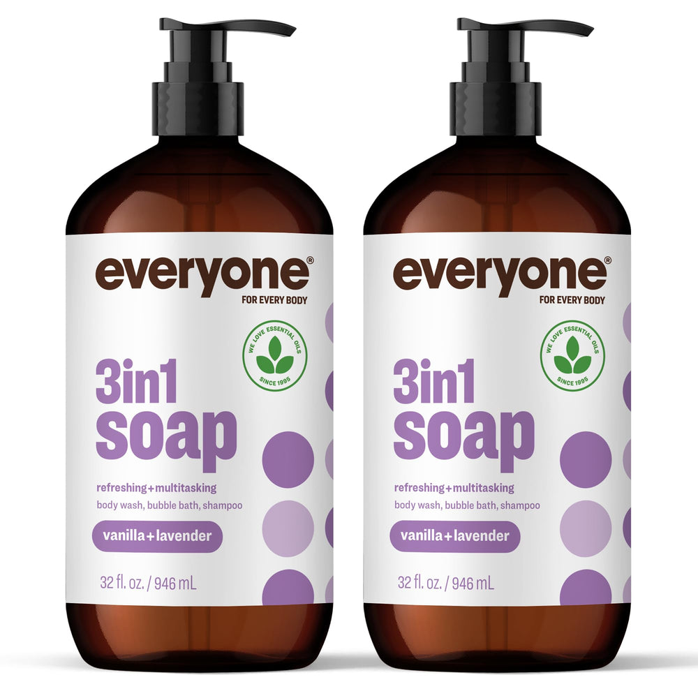 everyone front packaging showing two 32 ounce bottles and calming scent
