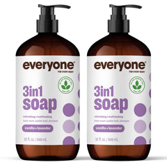 everyone front packaging showing two 32 ounce bottles and calming scent