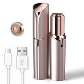 EVIEY front view of rose gold rechargeable facial trimmer for precise, pain-free hair removal