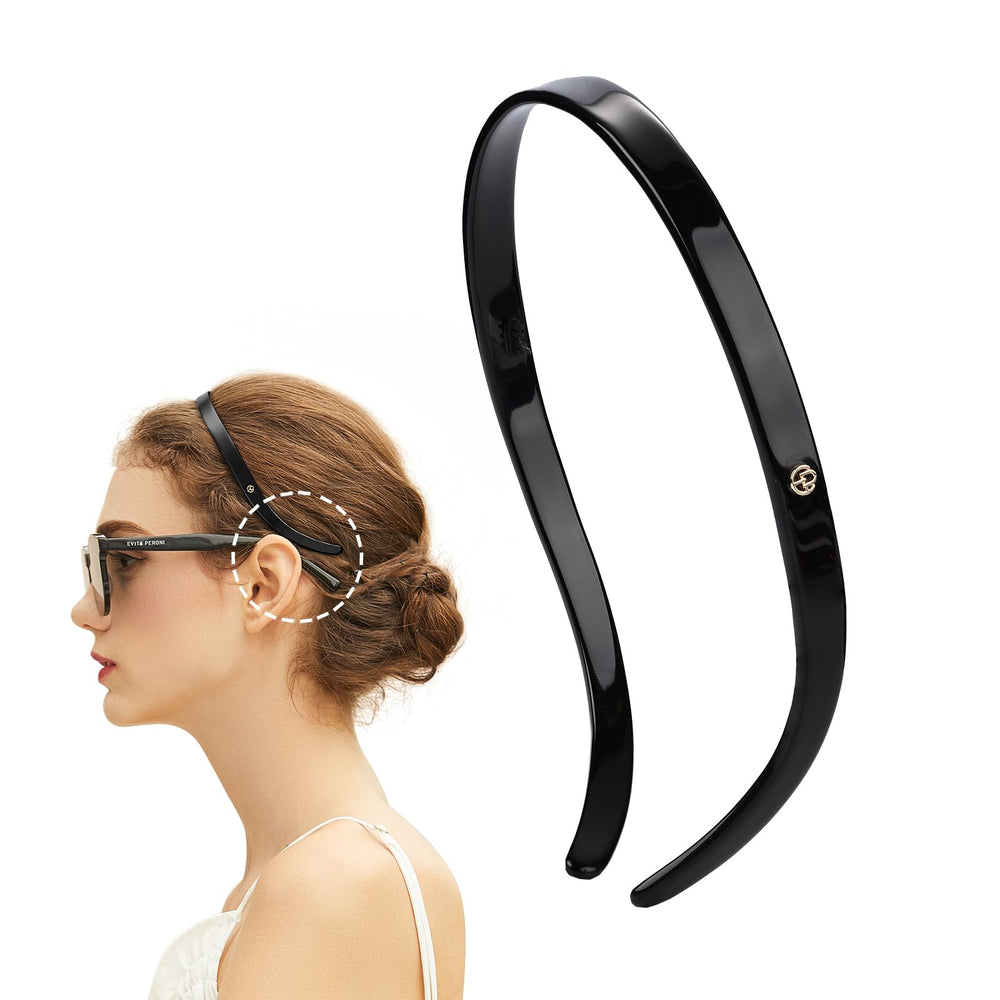 EVITA PERONI front view of black headband showing sleek design and comfortable fit