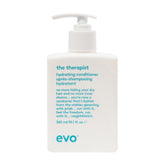 EVO front packaging of hydrating conditioner showing bottle and branding benefit moisture