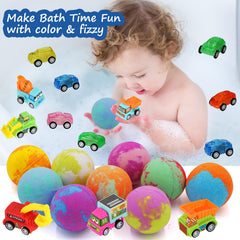 Excalla bath bomb fizzing in tub with colorful bubbles and engaging sensory play