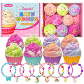 Excalla front packaging showing eight cupcake bath bombs and gift-ready box benefit: ready-to-give
