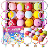 Excalla front package showing 12 colorful bath bombs and gift box appeal