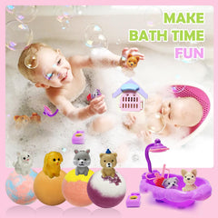 Excalla reveal of small puppy toy in hand showcasing surprise element and imaginative play