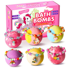 Excalla close-up of unicorn bracelet revealed from bomb showing surprise toy benefit: fun discovery