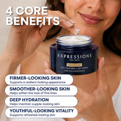EXPRESSIONS WELLNESS open jar cream texture demonstrating silky hydration benefit