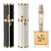 EZEJIAO front view of leather perfume atomizers showing sleek travel convenience