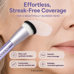 FACELOVE brush close-up of fibers highlighting soft, dense bristles for smooth blending