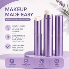 Facelove Skincare foundation stick open with brush ready for quick blending benefit