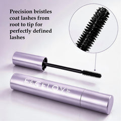 FACELOVE mascara being applied to eyelashes demonstrating lift and length benefits