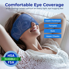 Facemoon mask worn by model demonstrating relaxing cooling benefit