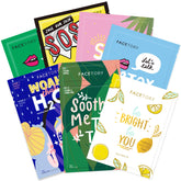 FACETORY variety pack front packaging showing seven masks and bright benefits