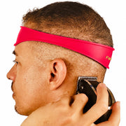 Fade Guide front view showing red silicone band and clear shape, Fade Guide ensures precise fades