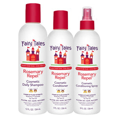 Fairy Tales trio front packaging showing all three products and easy routine