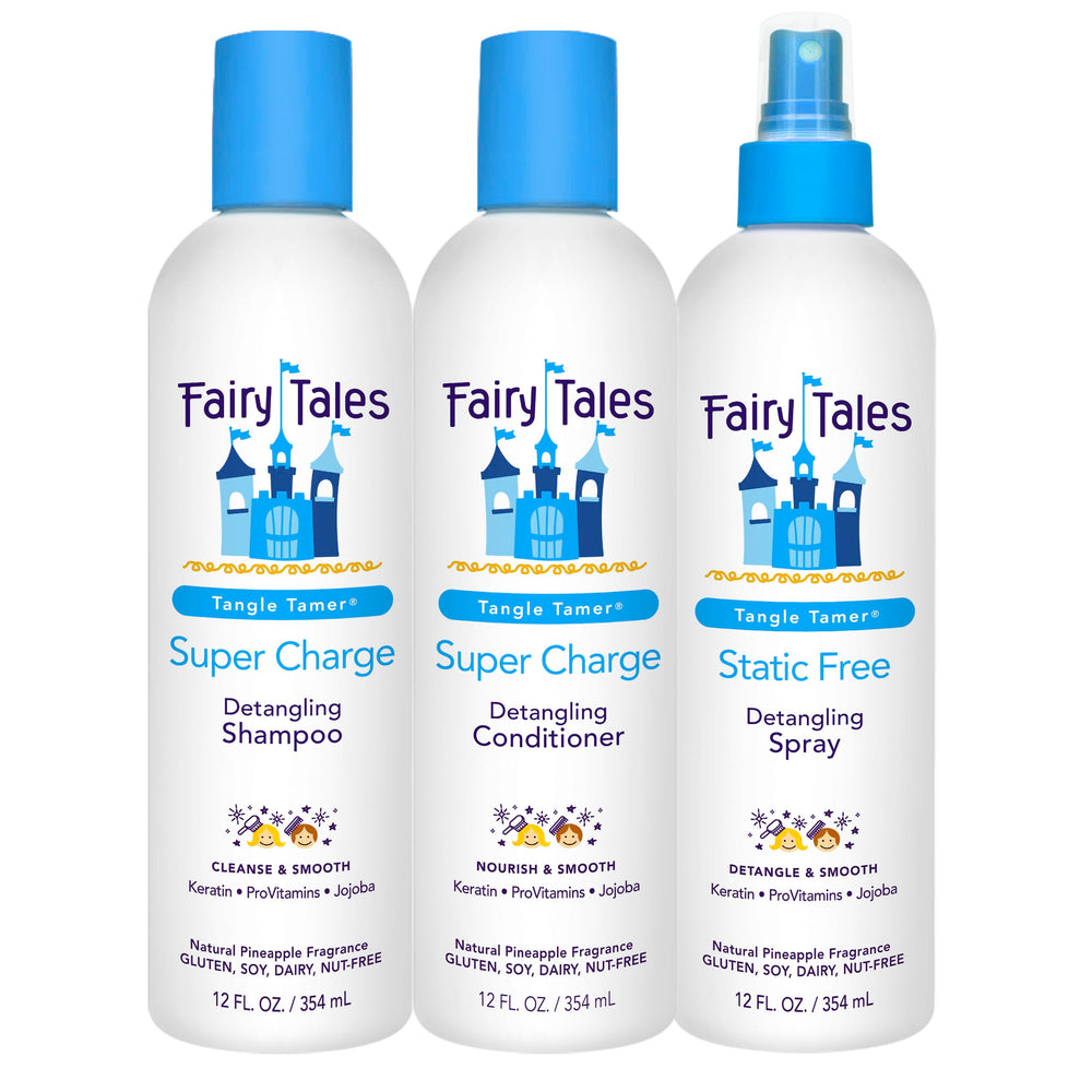 Fairy Tales front packaging showing the 3-pack and easy detangling benefits