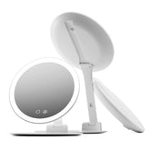 Fancii Abigail front view showing full 8-inch mirror and LED ring for even lighting