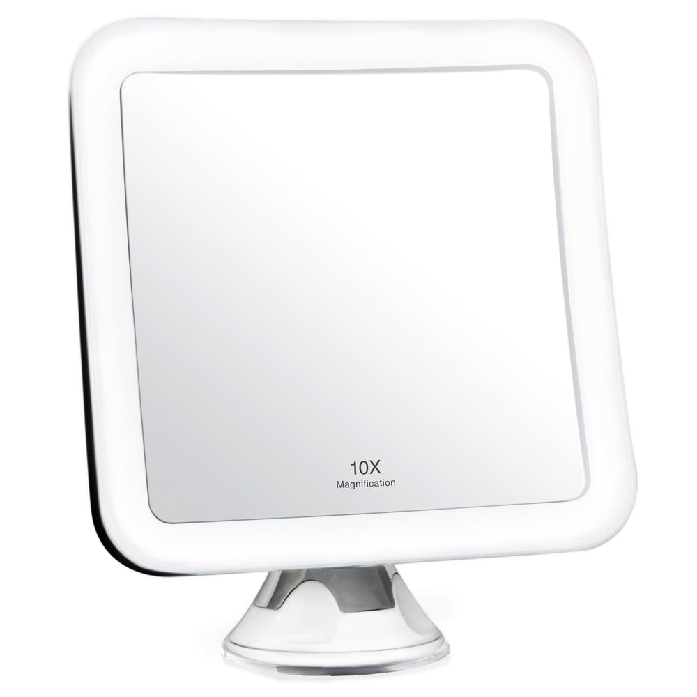 Fancii front view of square mirror showing cordless design and clean reflection
