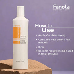 Fanola creamy conditioner texture close-up highlighting smooth reparative formula